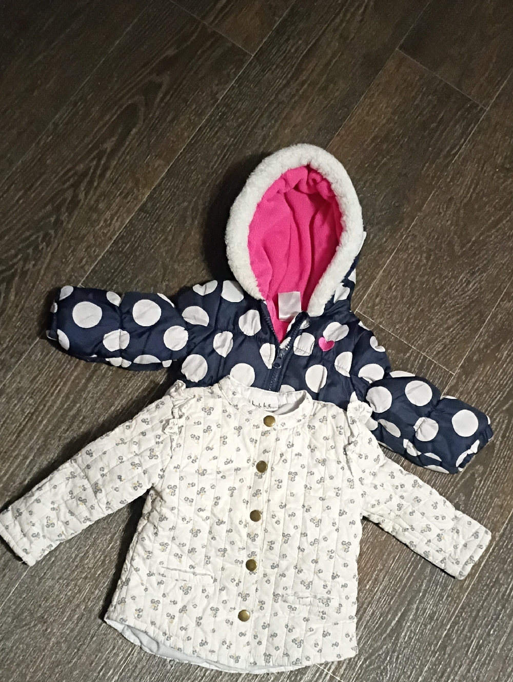 Carter's Navy Polka Dot Jacket with Pink Hood Lining